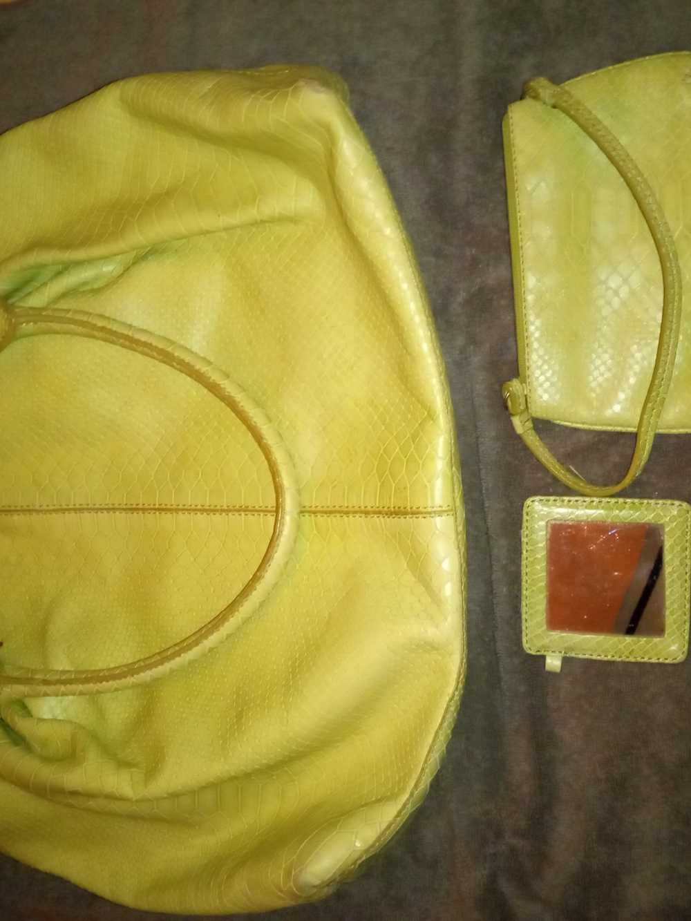 Jones New York Lime Tote with Matching Pouch and Mirror